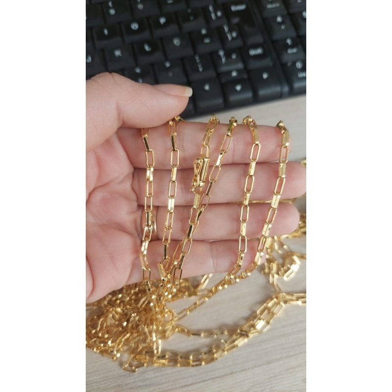 Corrente Tijolinho Banho ouro 18k e verniz