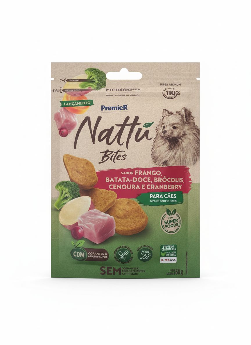 PremieR Nattu Bites Frango, Batata-Doce, Brócolis, Cenoura