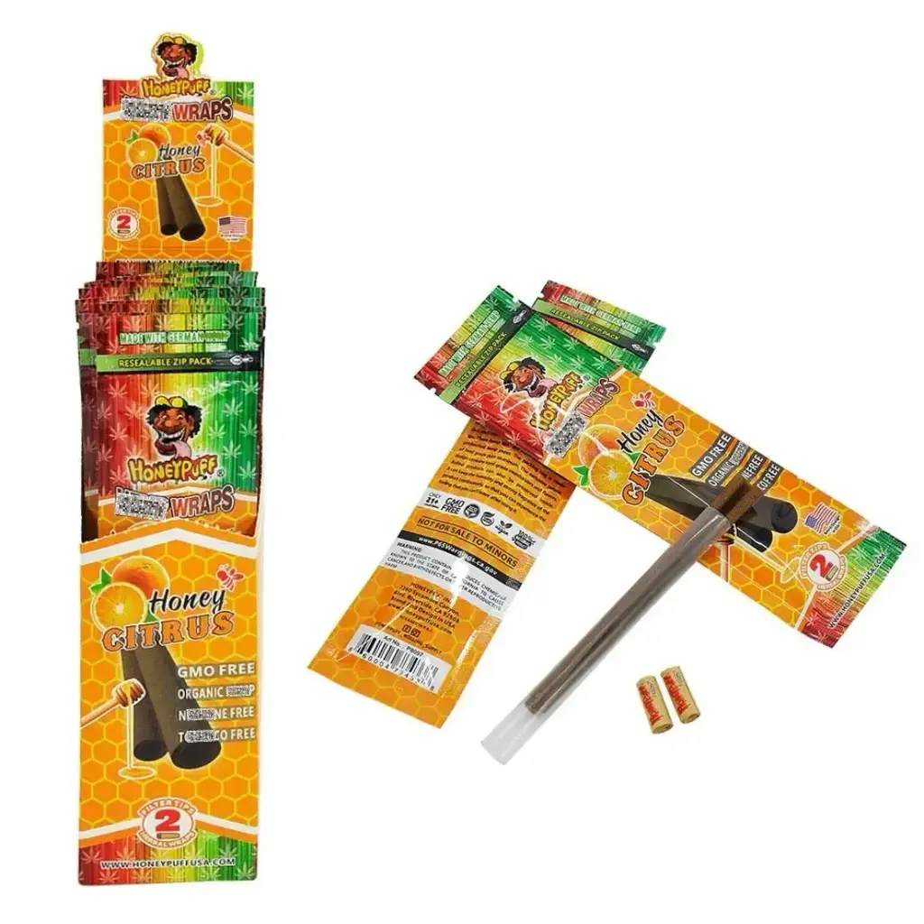 BLUNT WRAPS - HONEYPUFFS - 2 SEDAS + 2 PITEIRAS - LARANJA