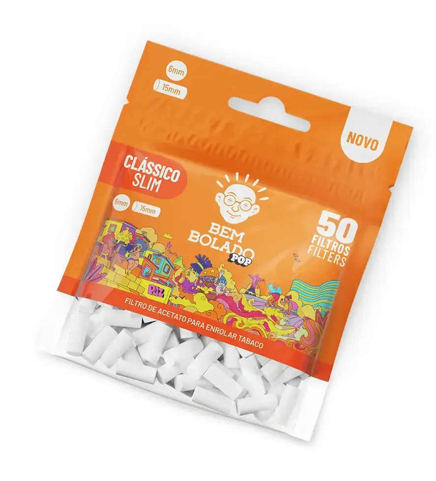 FILTRO BEM BOLADO CLÁSSICO POP SLIM - 6MM - BAG C/ 50 FILTROS