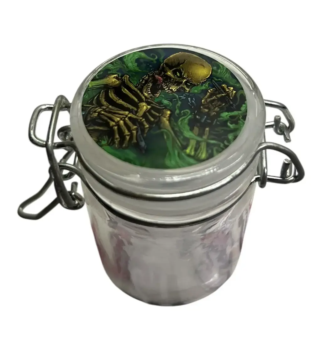 POTE DE VIDRO SKULL - 6,5 CM - CAVEIRA GREEN