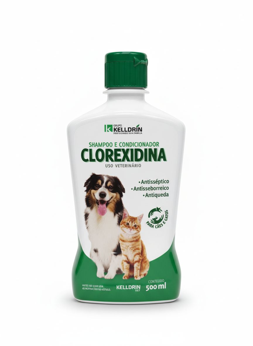 Shampoo e Condicionador Clorexidina 500ml Kelldrin uso veterinário