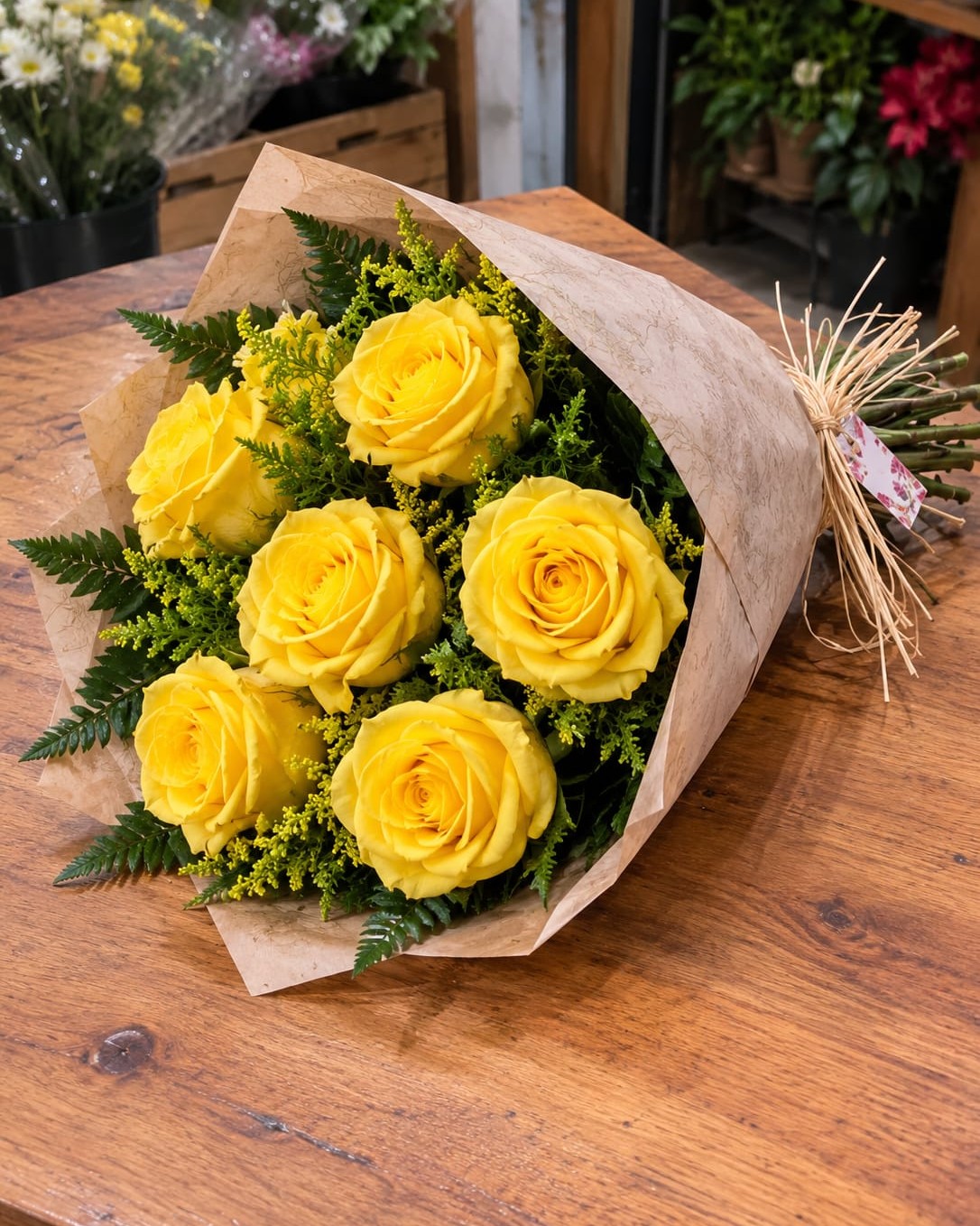 Buquê de 6 Rosas Amarelas