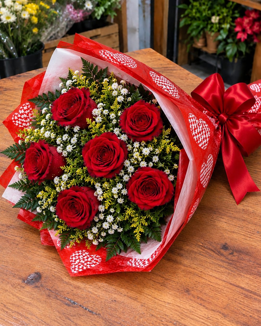 Buquê Com 6 Rosas Vermelhas