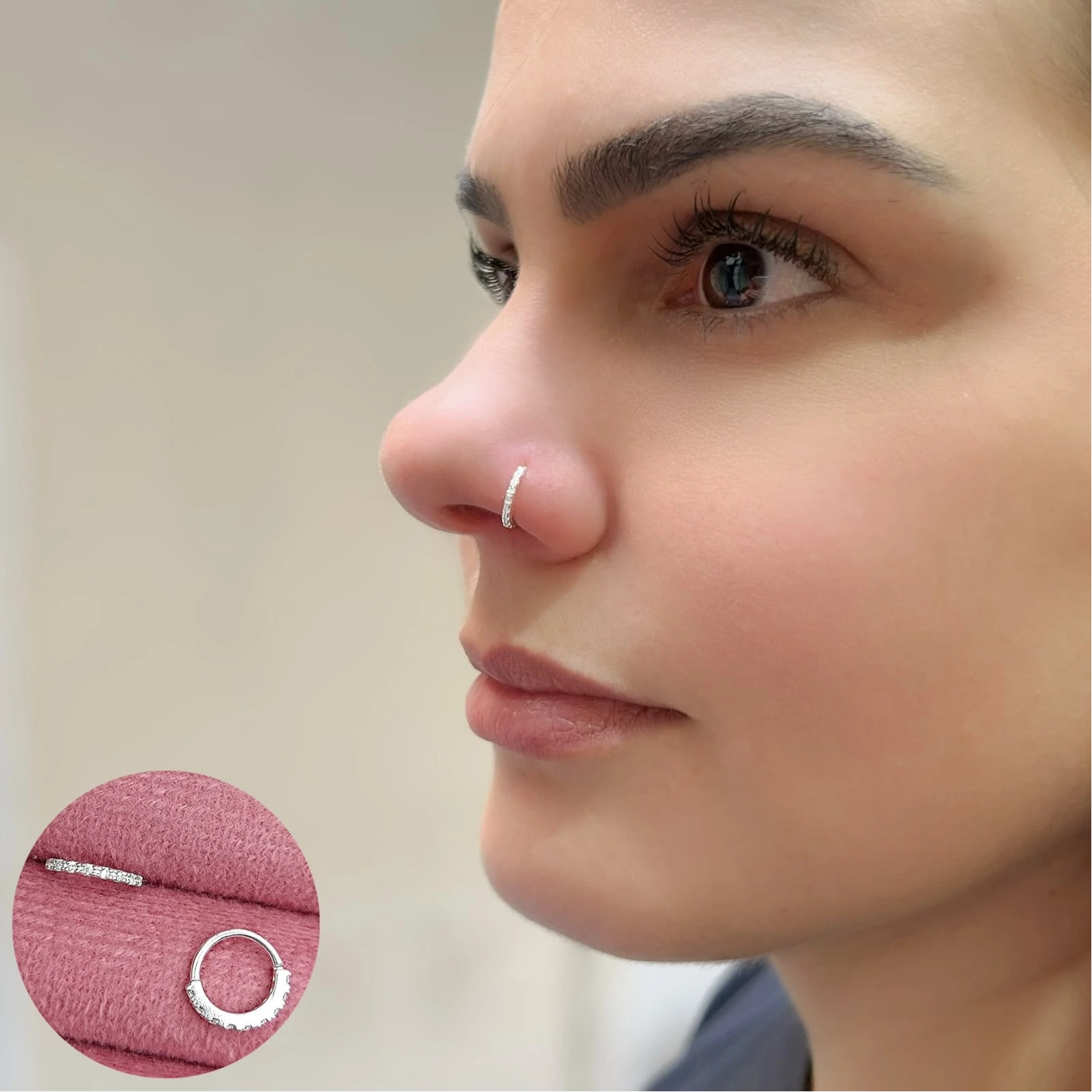 Piercing Argolinha Cravejada para Nariz