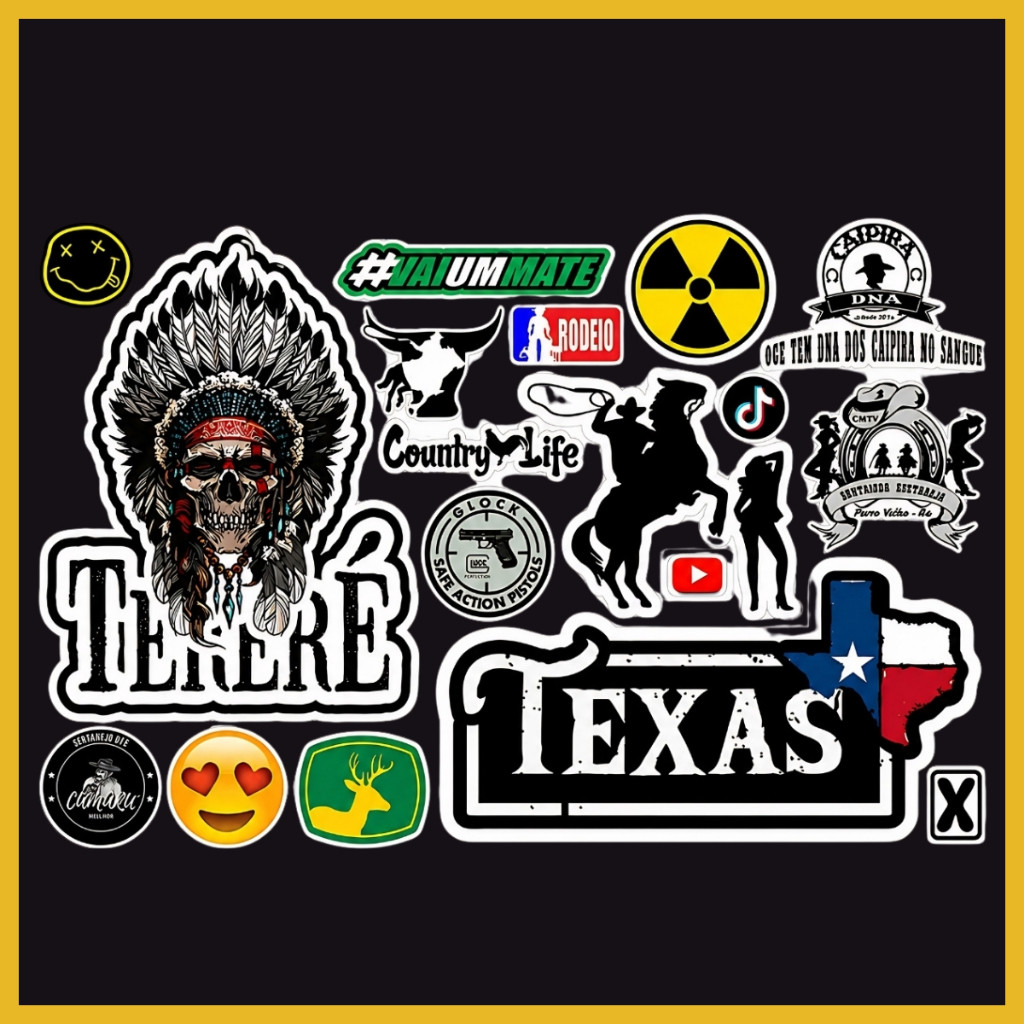 Adesivos Tereré Country Agro - Cartela com 19 Adesivos