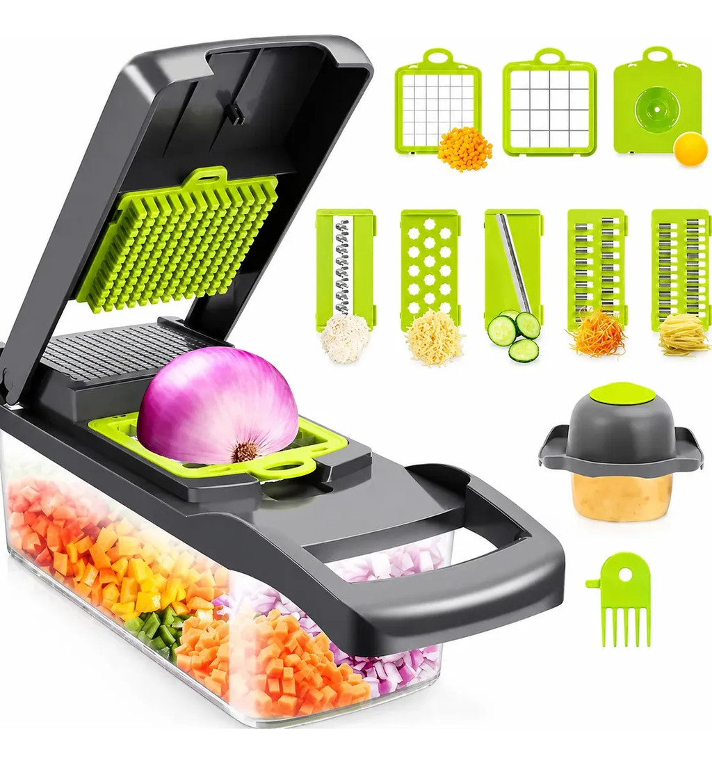 Cortador de Legumes Multifuncional 16 em 1 com Recipiente