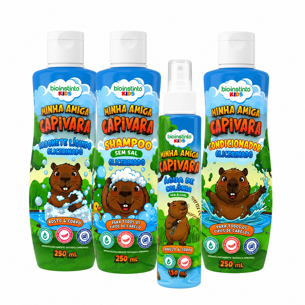 Kit Banho Capivara Infantil Bioinstinto Kids
