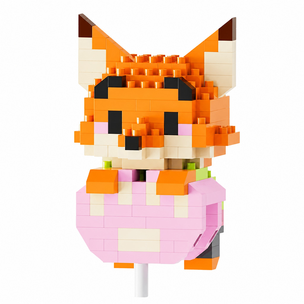 Mini Blocos de Montar Raposa Pixelado Colecionável