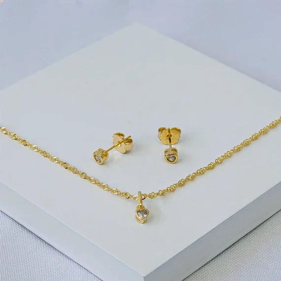 Conjunto dourado coração P