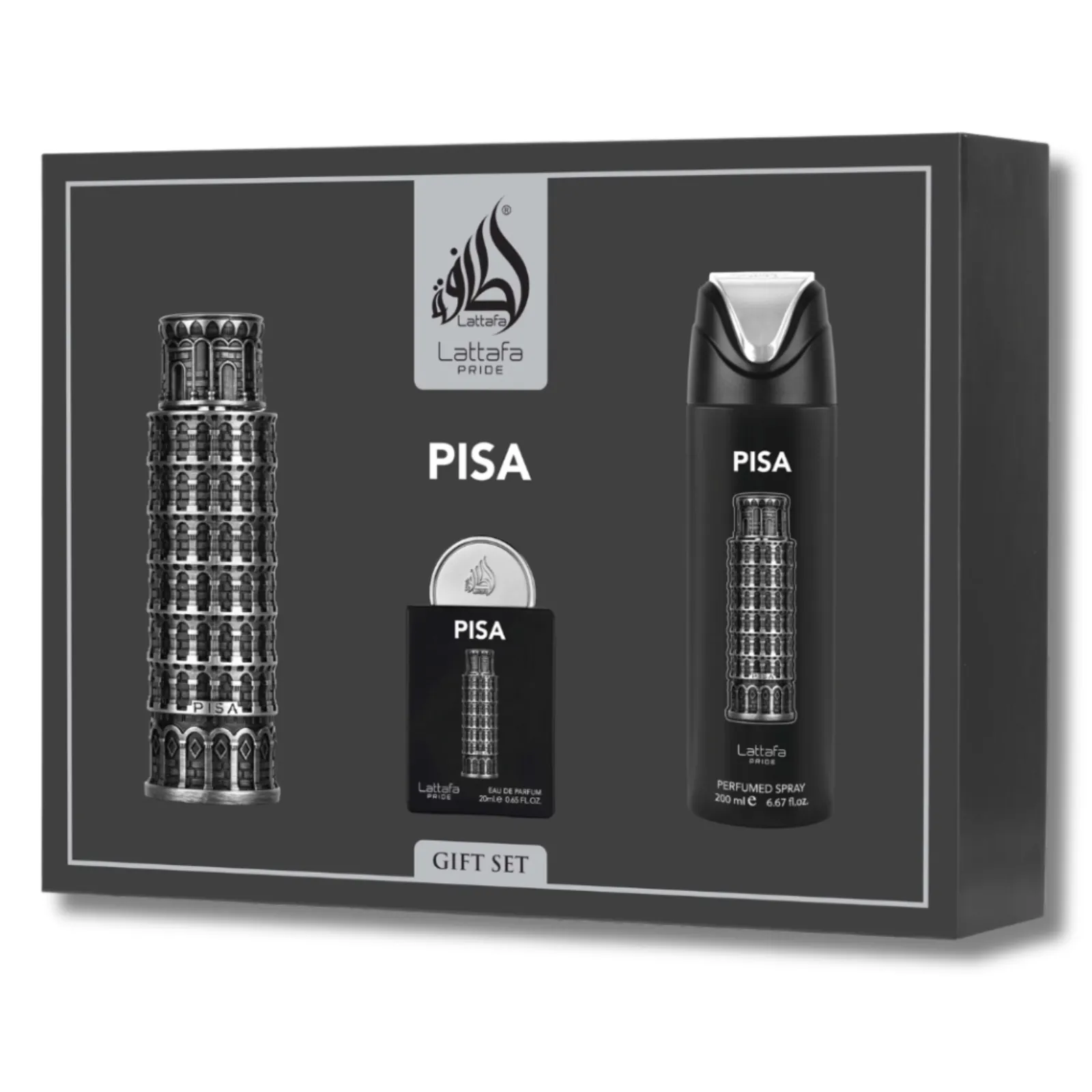 Kit Lattafa Pride Pisa Gift Set Eau de Parfum Masculino - 3 Unidades