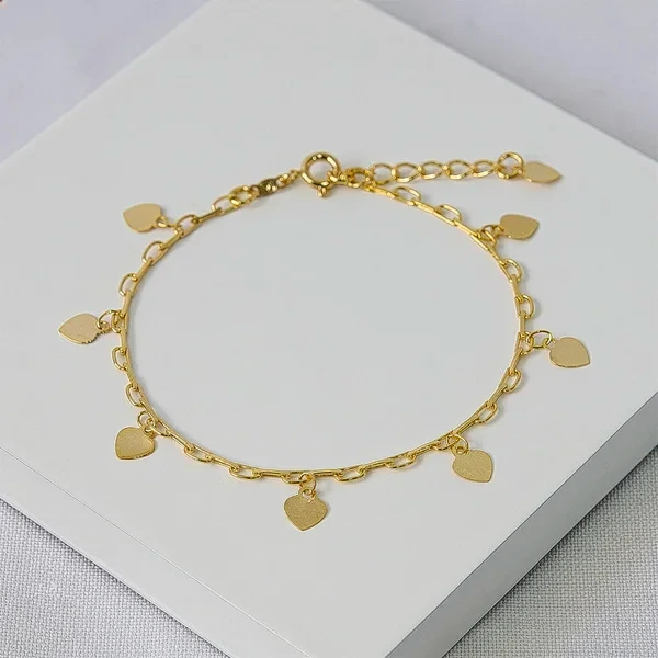 Pulseira dourada corações lisos