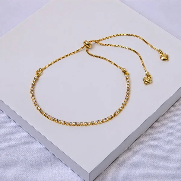 Pulseira dourada regulável riviera fina