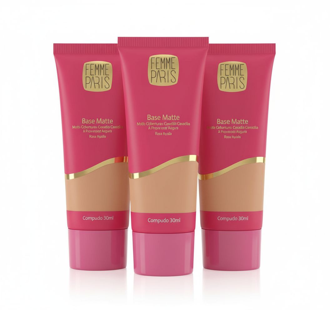 Base Femme Paris Matte Cobertura Média Matte à Prova d'Água 30ml Rosa