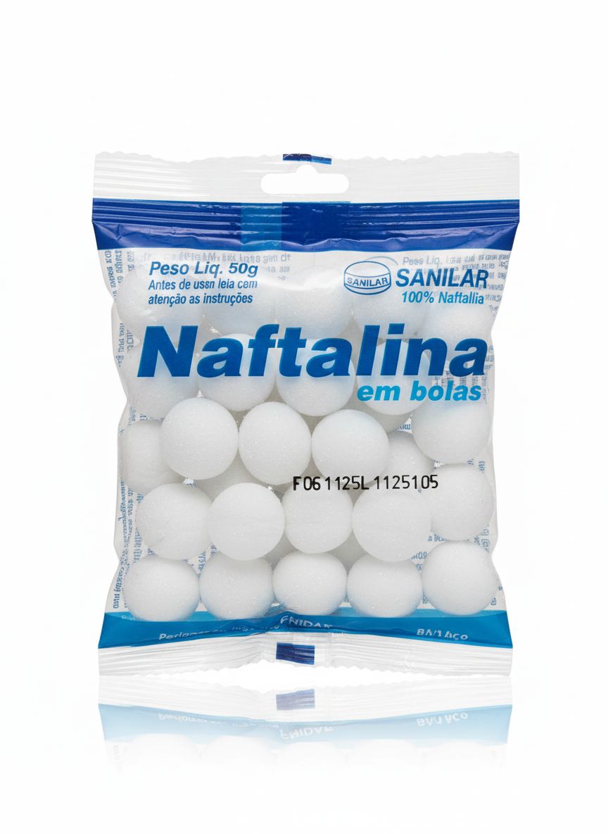 Naftalina Sanilar Bolas 50g Repelente Traças Baratas Branco