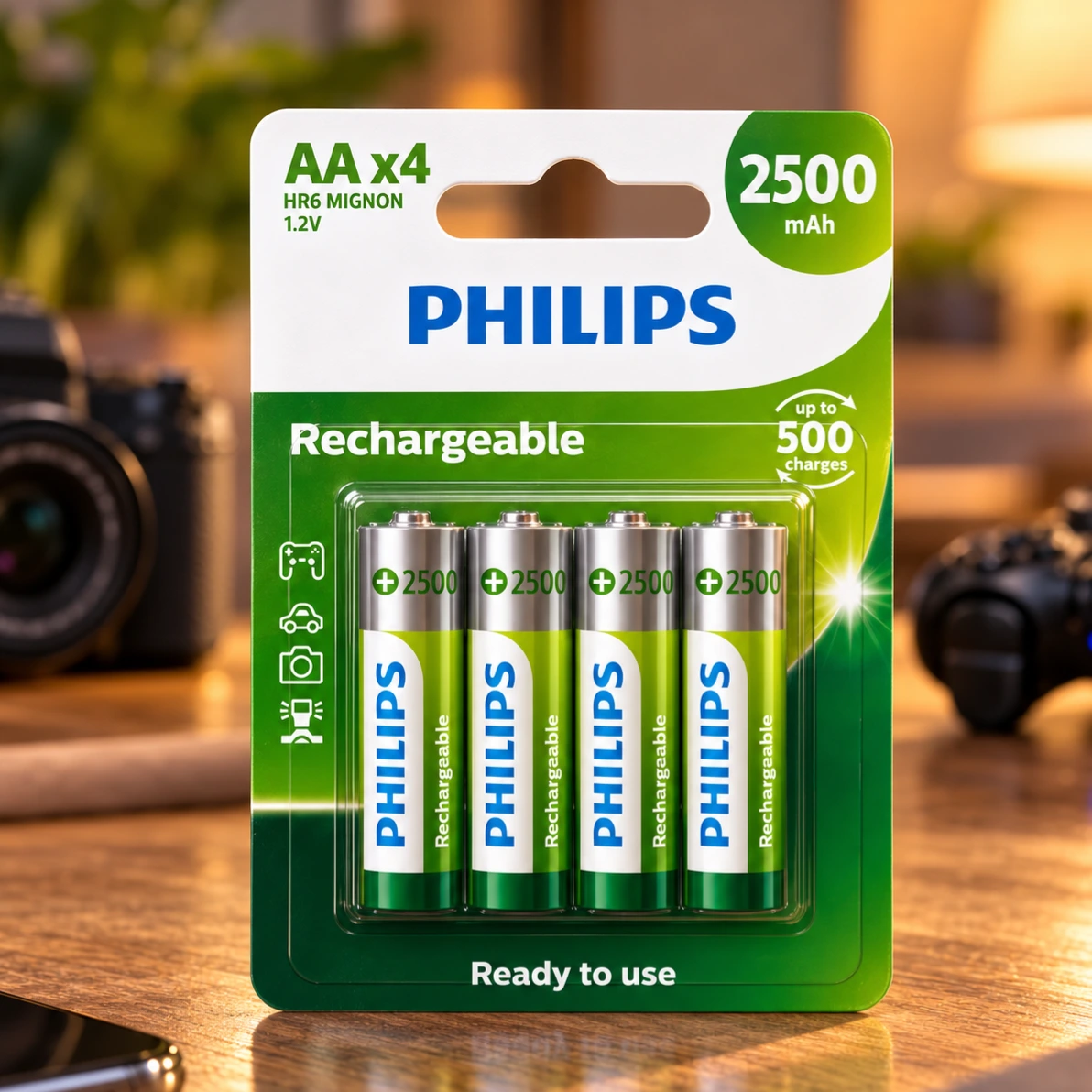 PILHA RECARREGÁVEL PHILIPS R6B4RTU25 AA 4 UNIDADES