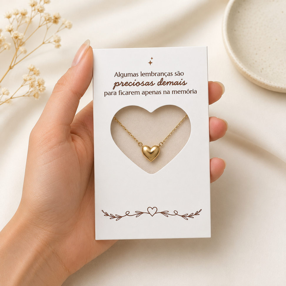 Kit com 10 Envelopes colar pulseira tornozeleira ou berloque visor recorte coração - PERSONALIZE COM SUA LOGO