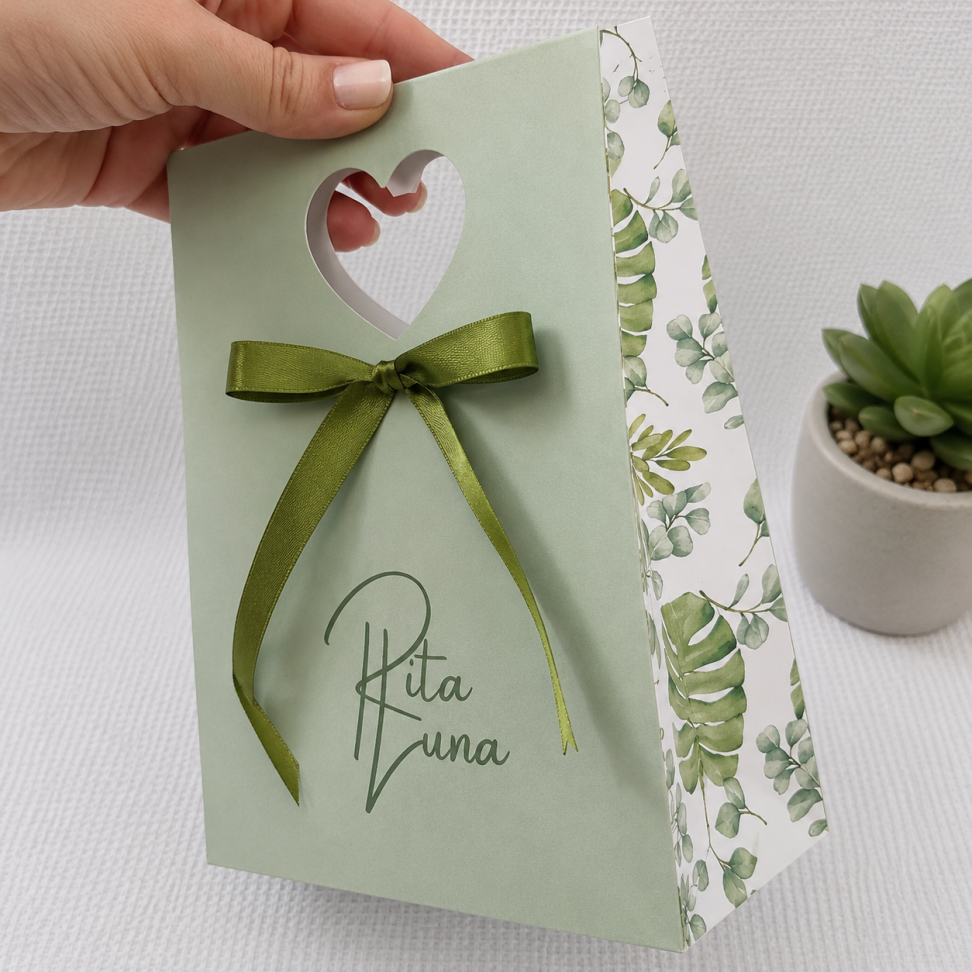 Sacola coração Premium laço - PERSONALIZE A SUA