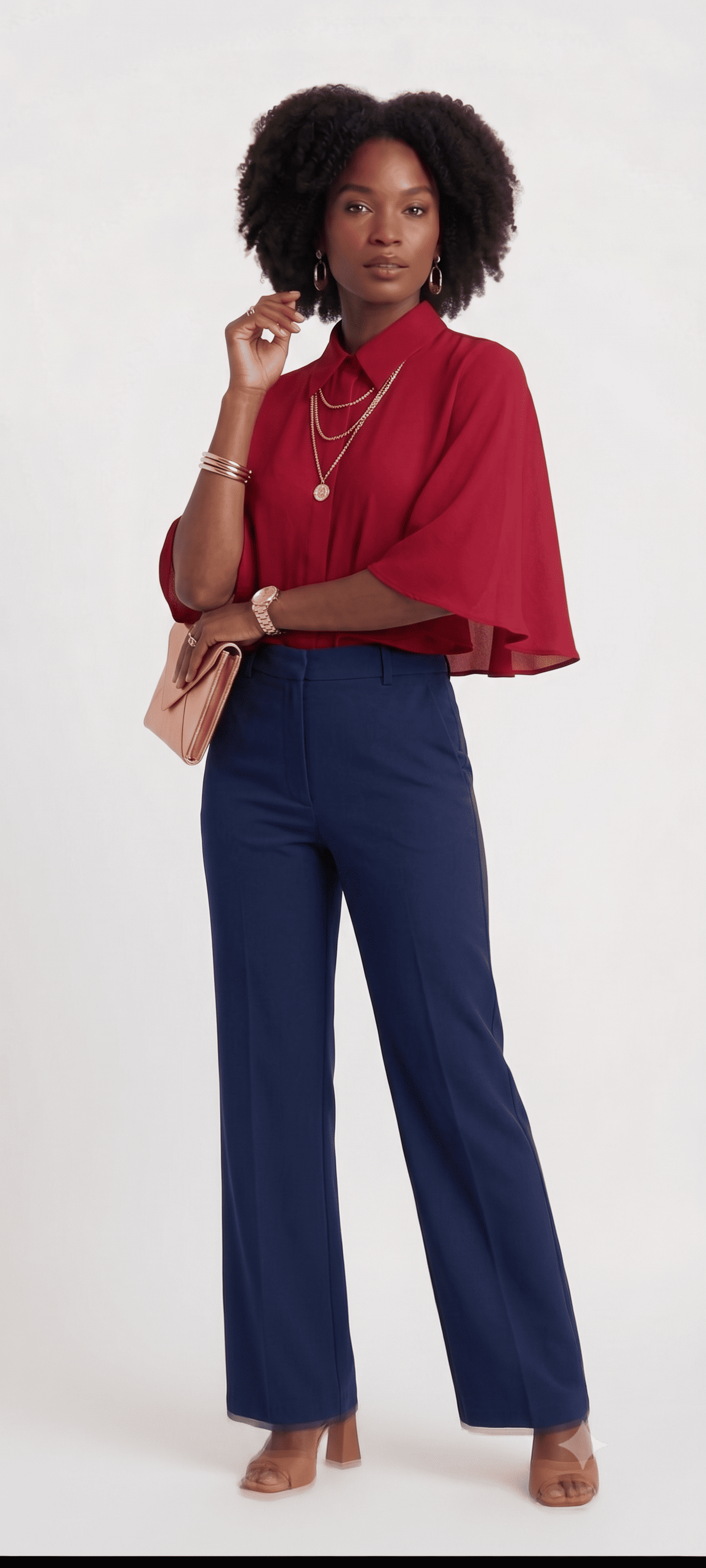 Camisa Feminina Godê Fluida com Gola Tradicional
