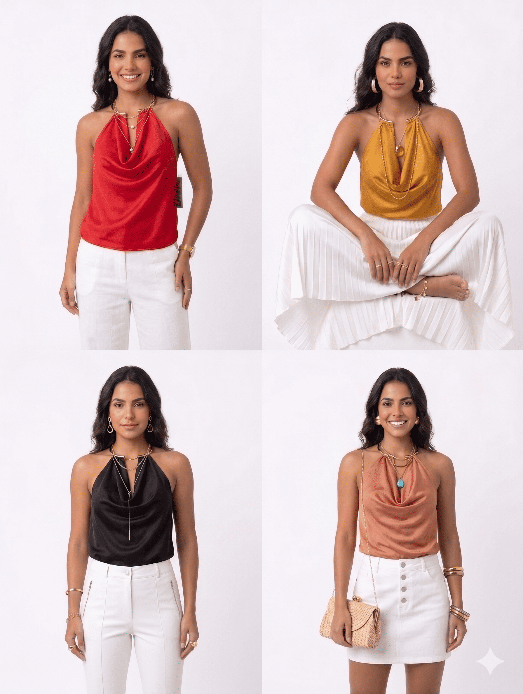 Blusa Glow em Cetim Premium, Frente Dupla