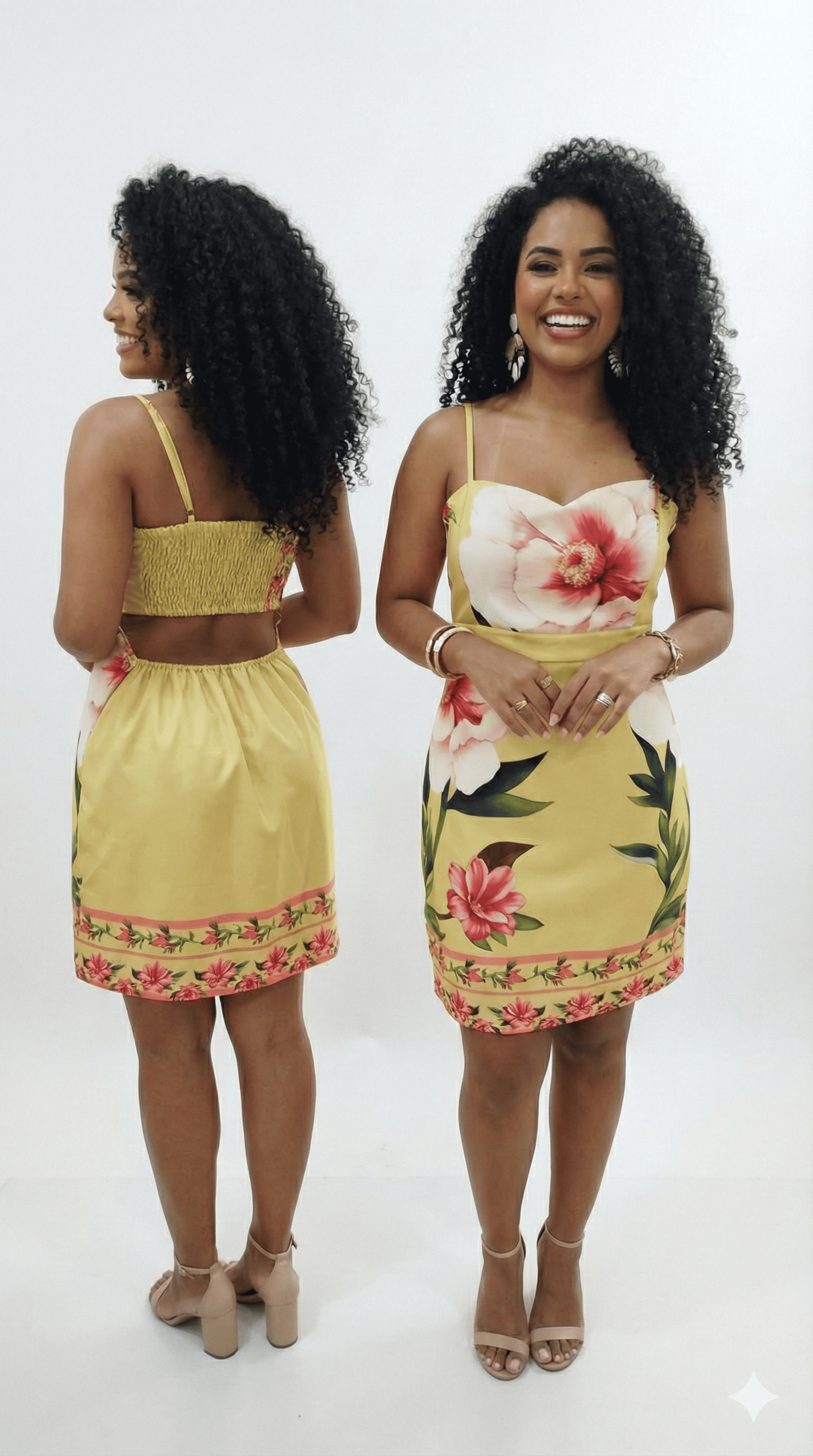 Vestido midi – Estampado em Crepe Cedinha