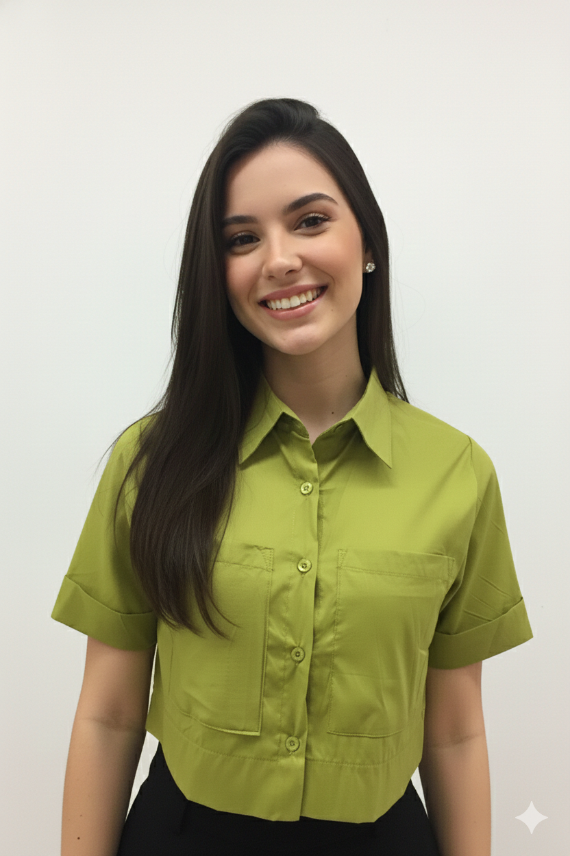 Camisa Manga Curta com Bolsos Frontais - Tricoline-poliamida