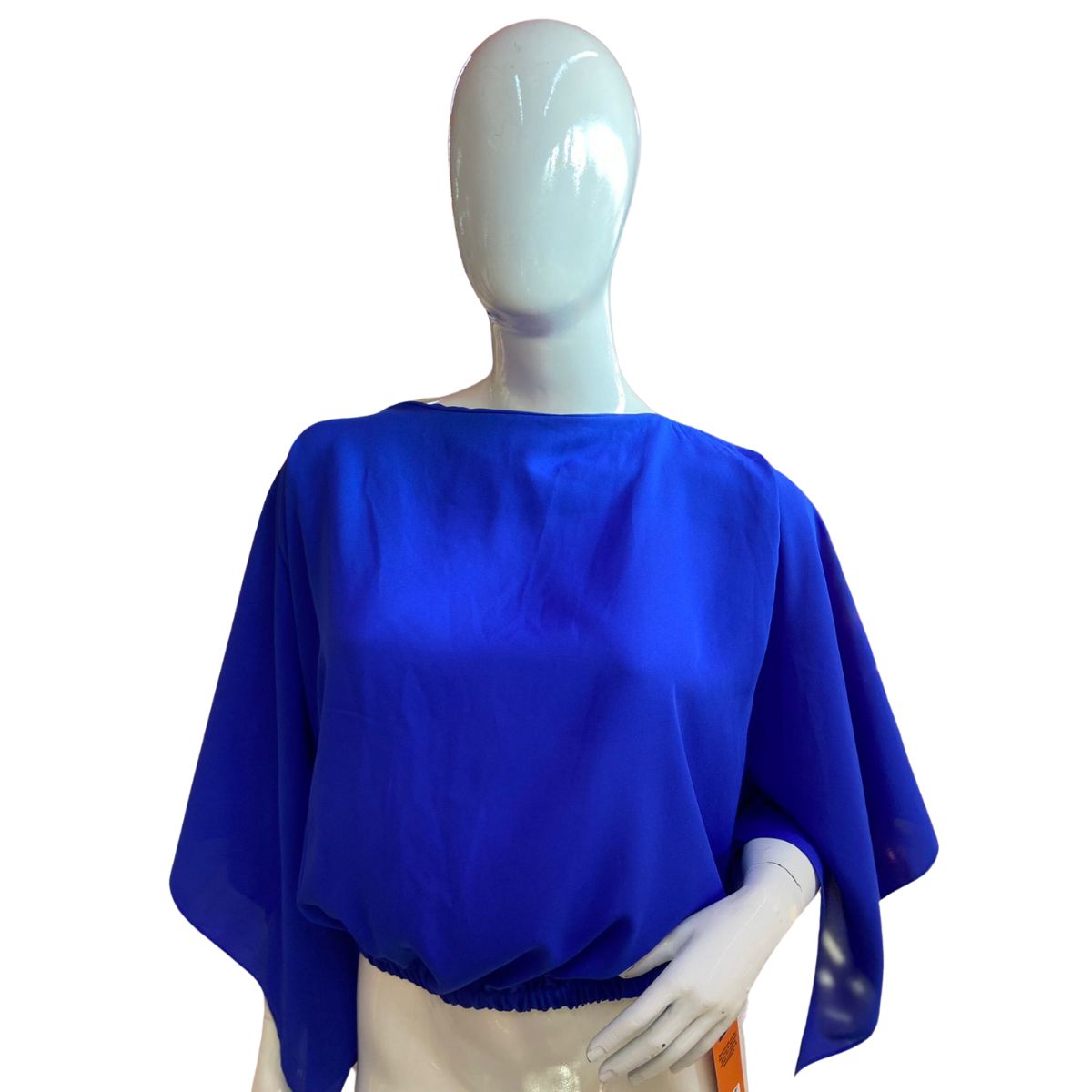 Blusa com Elastico na Cintura e Manga Quadrada