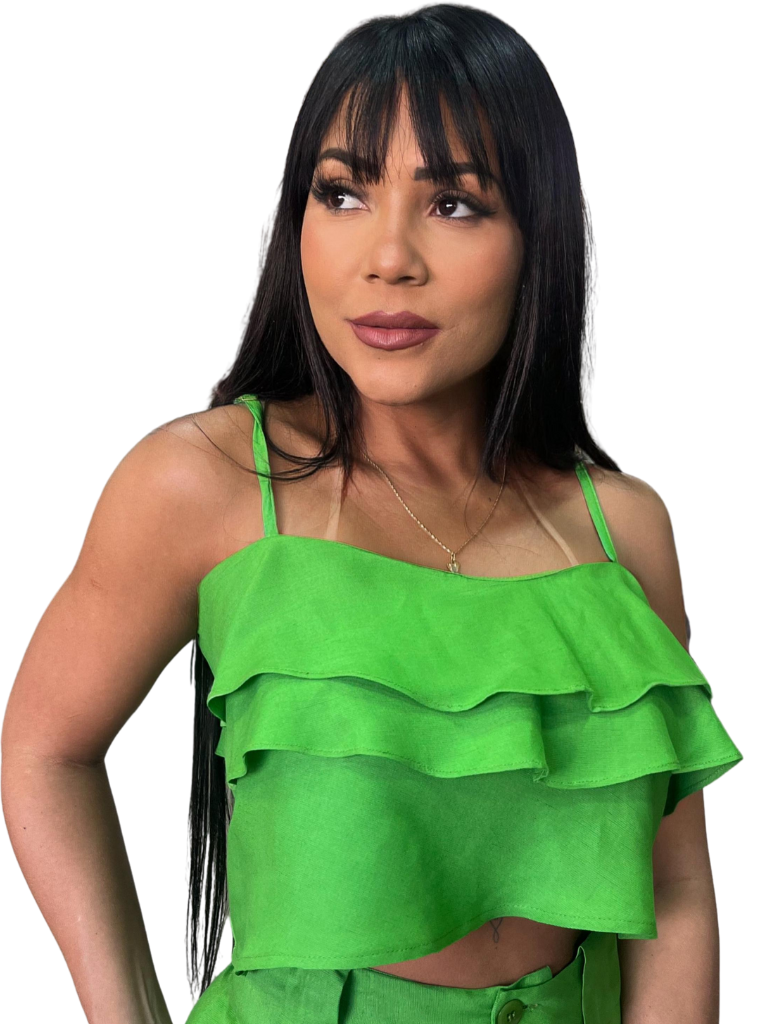 Cropped de Alsa com Camada de babados na Frente