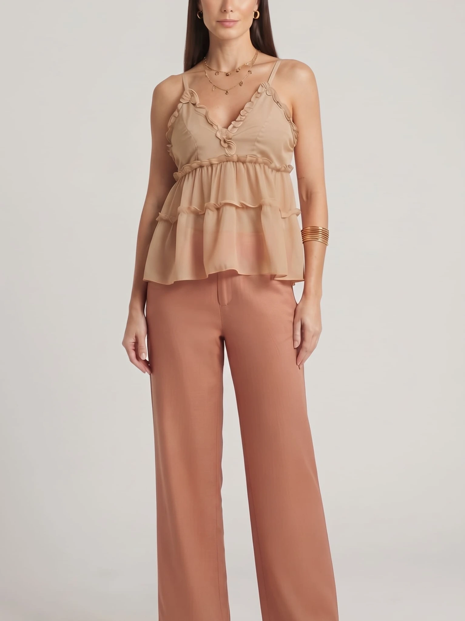 Blusa de Alsa com det de babados 2 em camadas