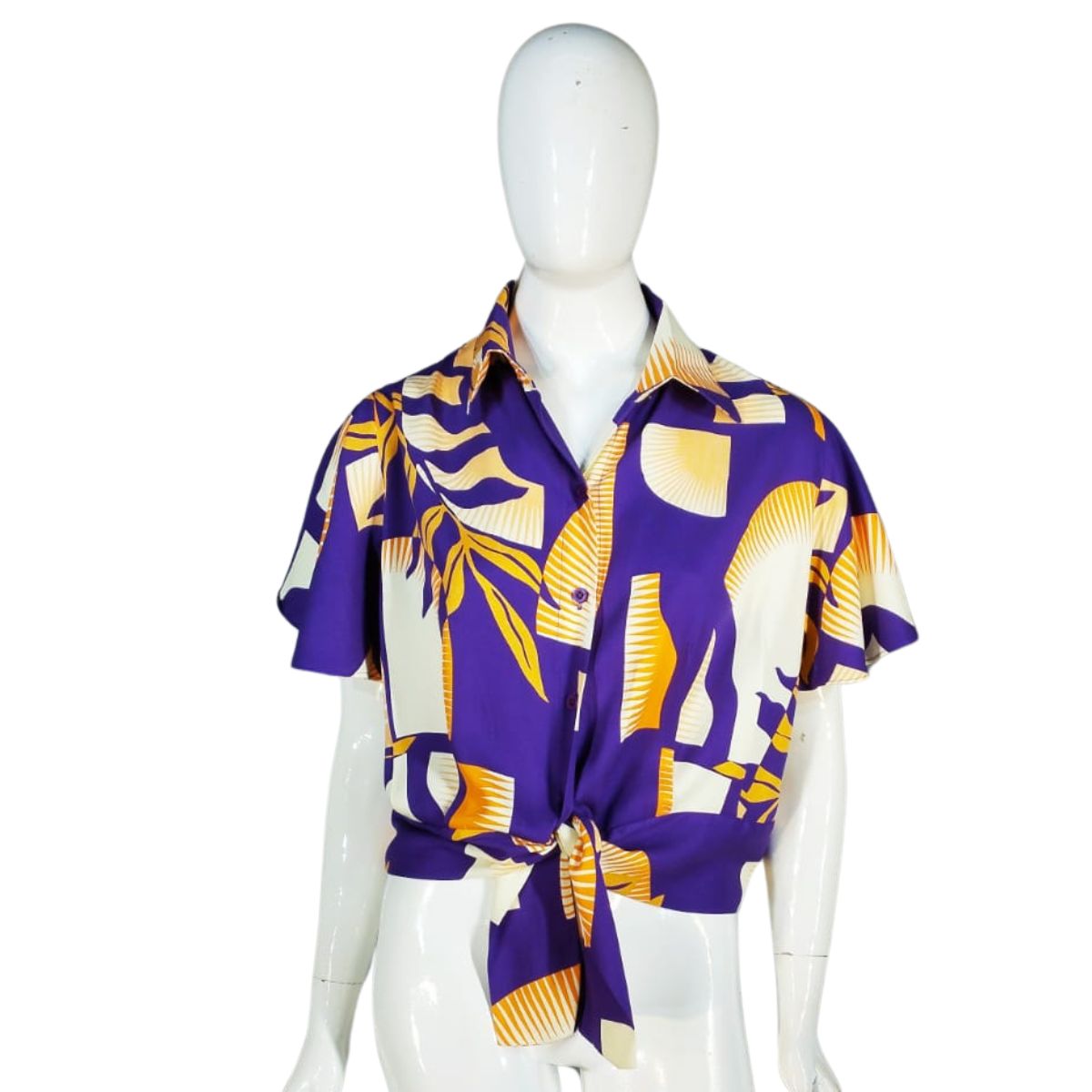 Blusa com Babados nas Mangas e Facha de amarrar na cintura