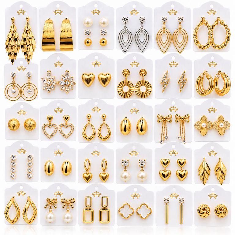 Kit 30 Pares de Brincos Femininos Sortidos Mibella Bijoux