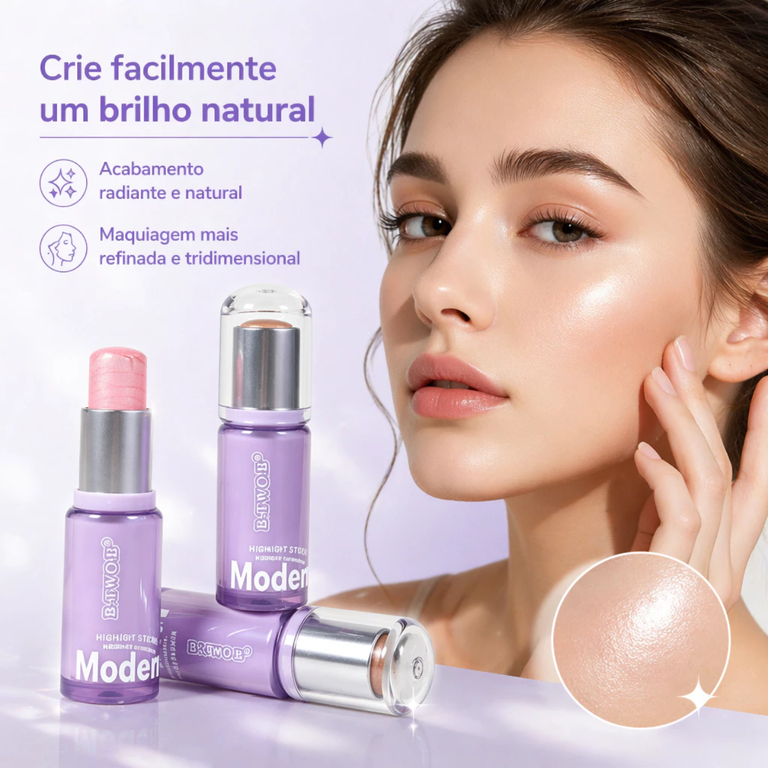 Bastão Iluminador Multiuso 6 Cores Iluminador Facial Cremoso Glow Natural para Todo o Rosto BTB-53