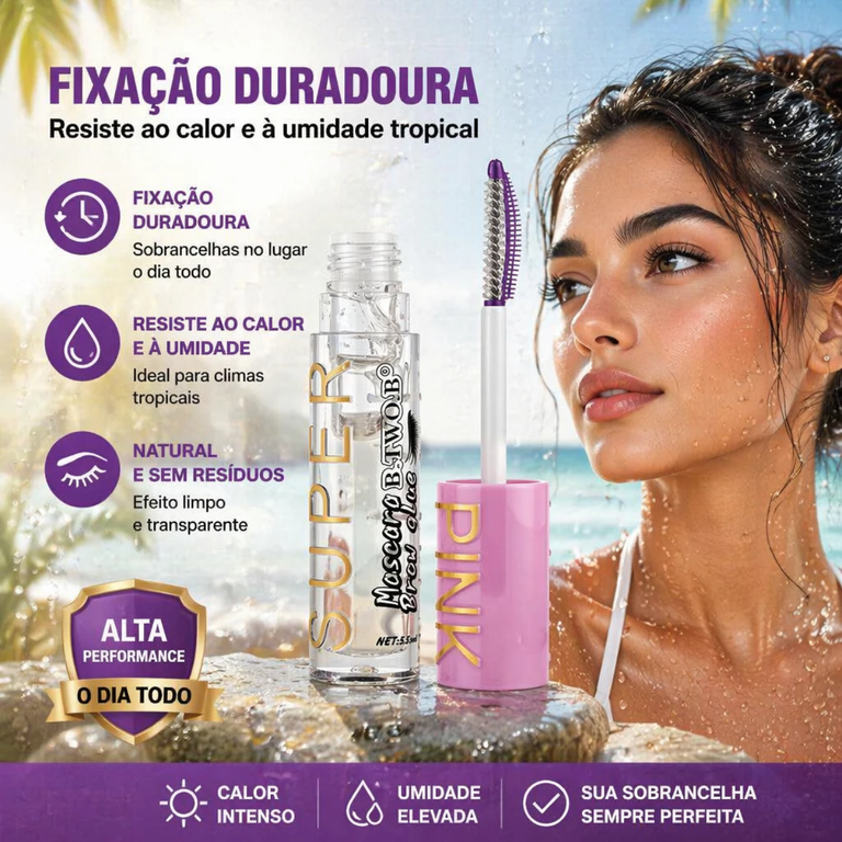 Máscara Transparente para Cílios, Pincel Duplo Fixação de Longa Duração Sem Grumos BTB-146