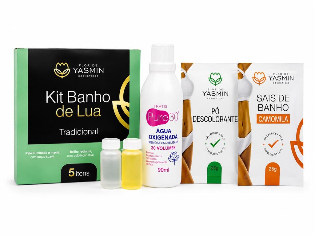 Kit Banho de Lua Tradicional Completo com 5 Itens – Flor de Yasmin