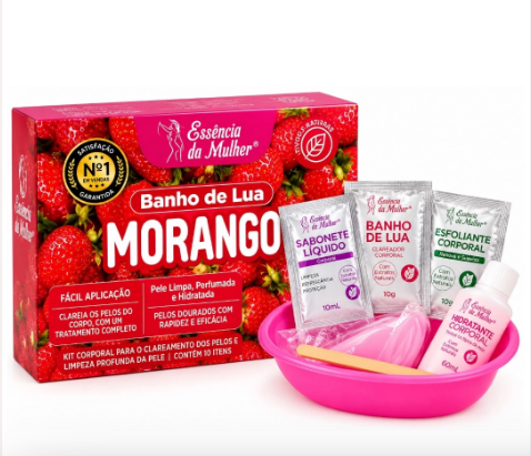 Kit Banho de Lua Com 10 Itens Morango - Essência da Mulher
