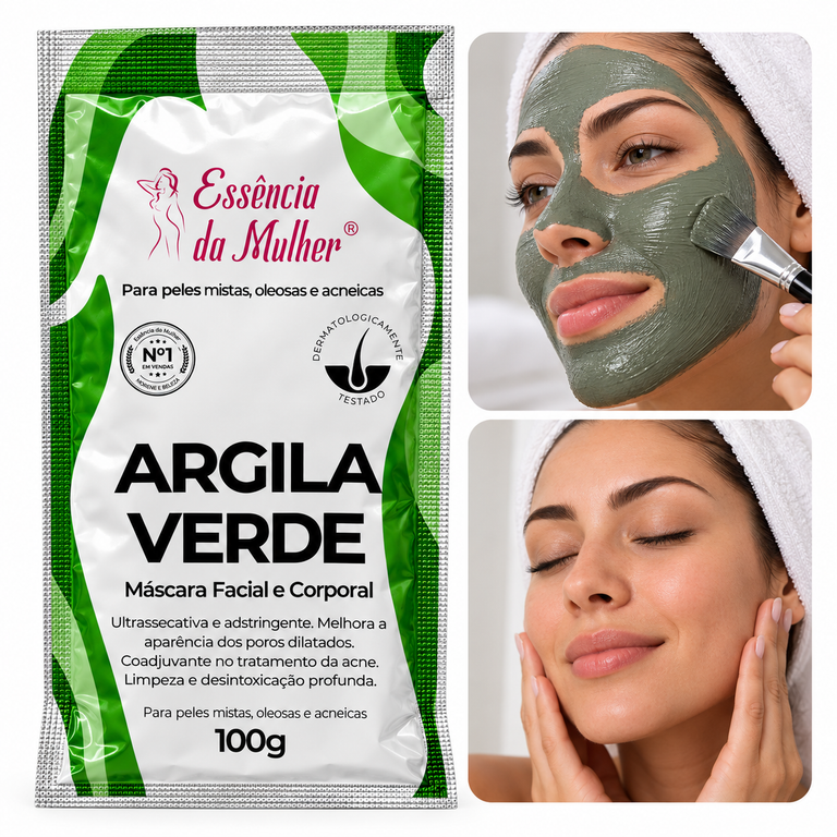 Argila Verde Sachê 100g - Essência da Mulher