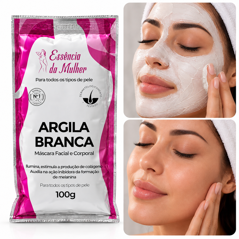 Argila Branca Sachê 100g - Essência da Mulher