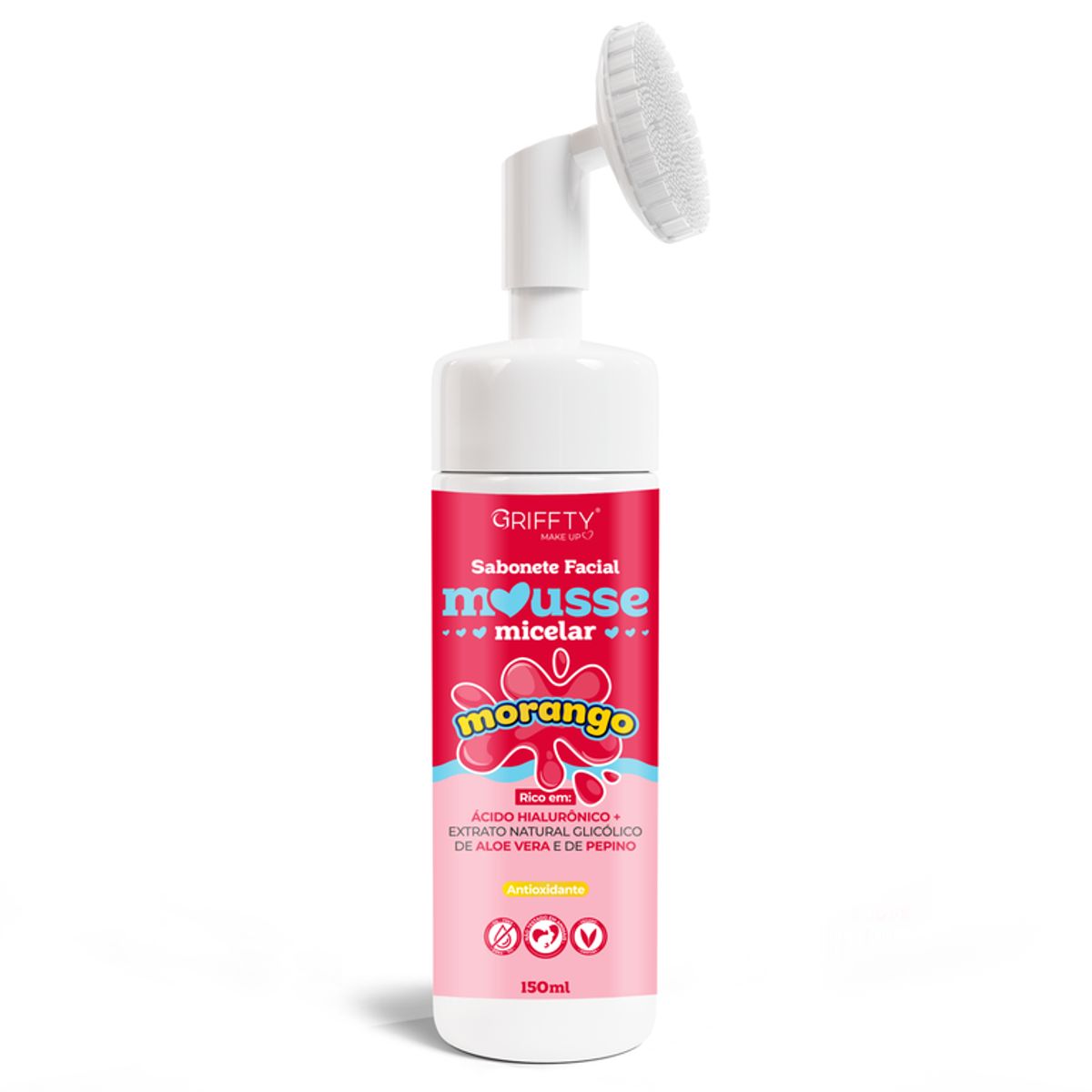 SABONETE MOUSSE MICELAR MORANGO - 150 ML -GRIFFTY