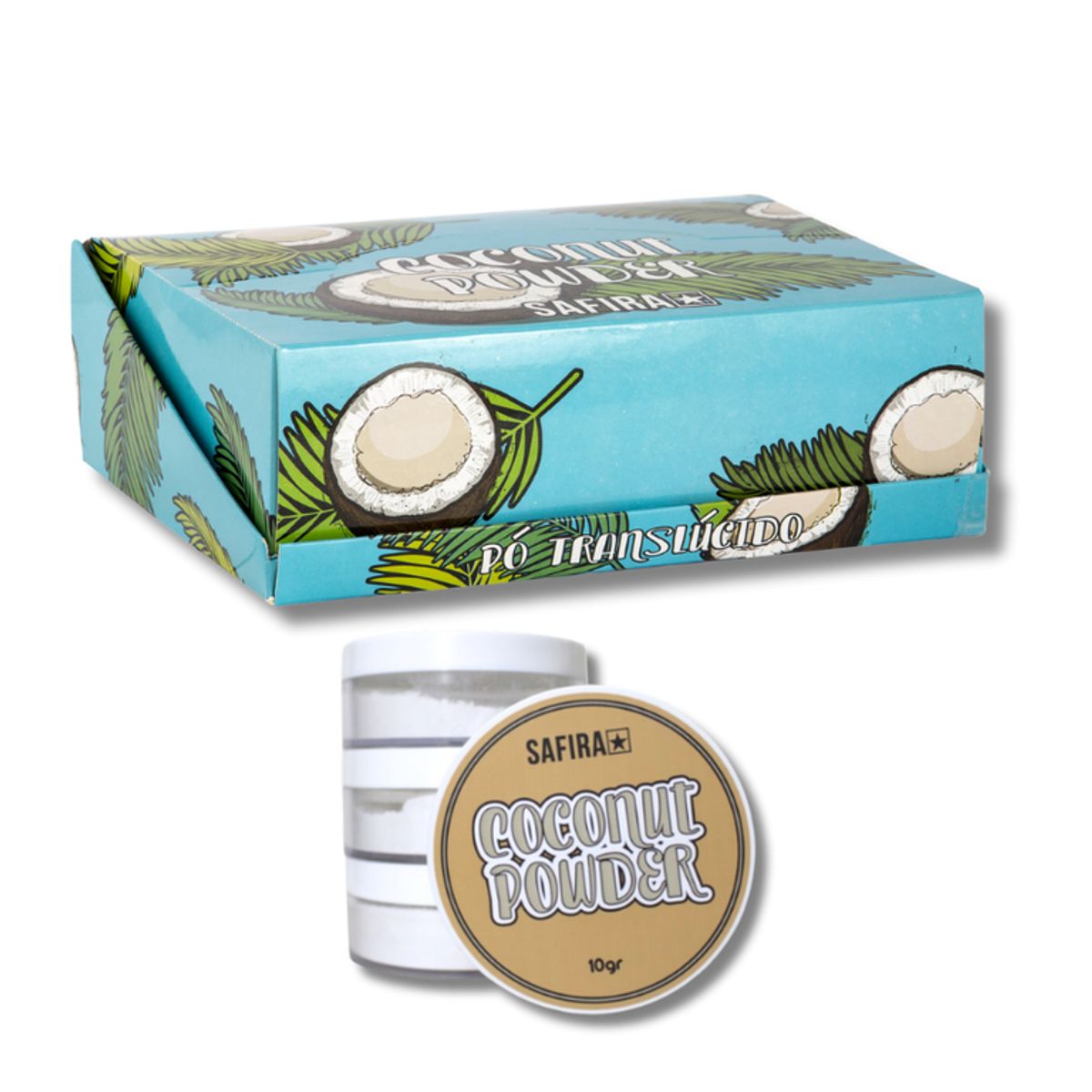BOX - PO COCONUT SAFIRA LINHA BASIC PO TRANSLUCIDO COCONUT POWDER BS60492 - 12 UNIDADES