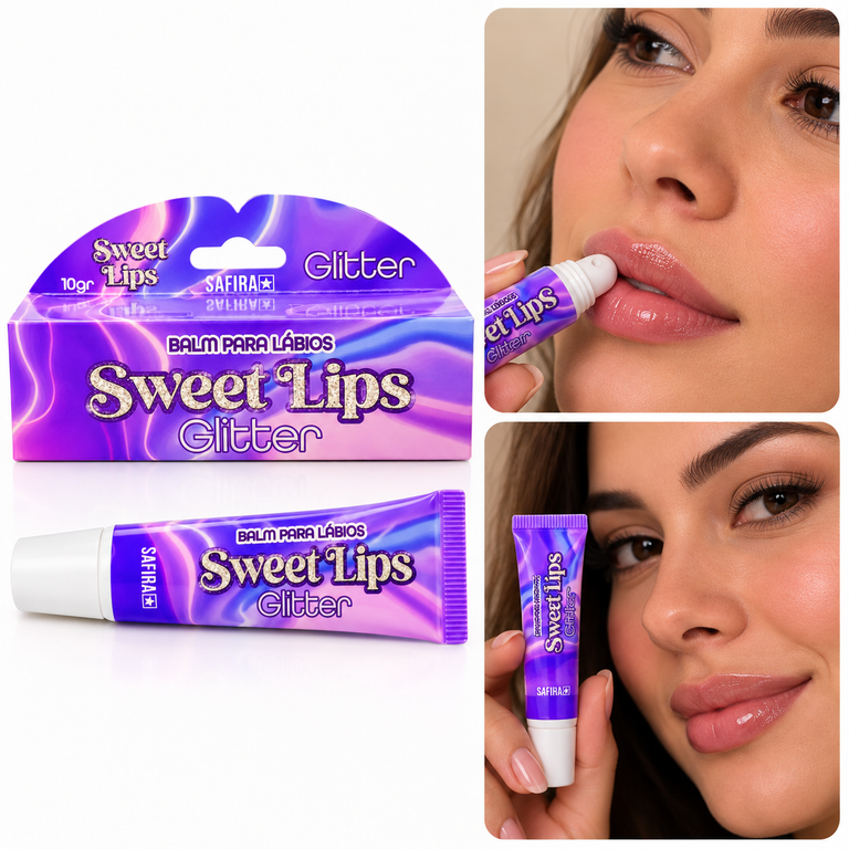 Balm para Lábios Sweet Lips Glitter - Safira