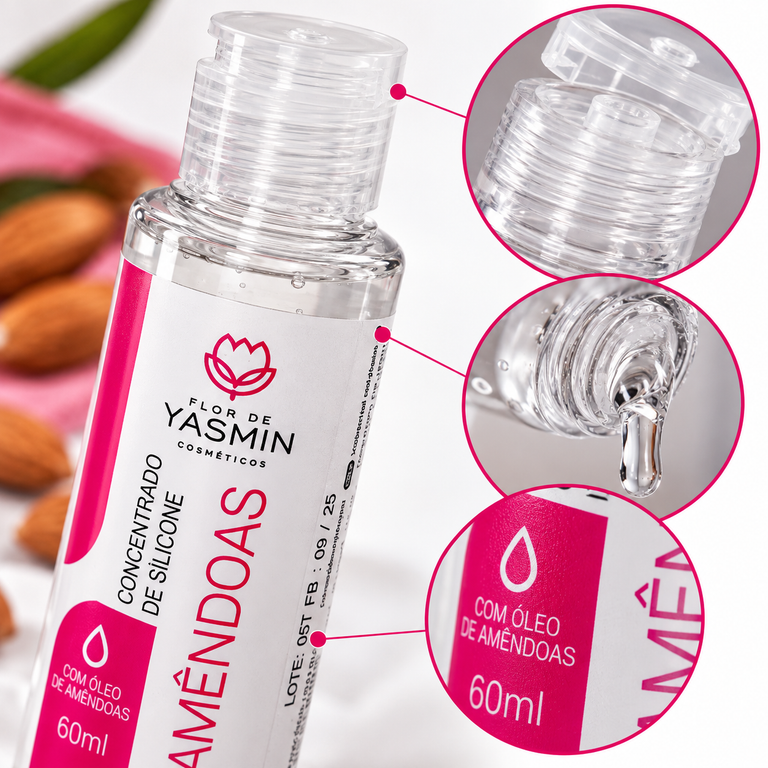 Concentrado de Silicone com Amêndoas para Cabelos 60ml – Flor de Yasmin