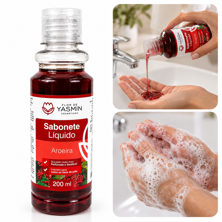 Sabonete Líquido de Aroeira para Higiene e Cuidados com a Pele 200ml – Flor de Yasmin