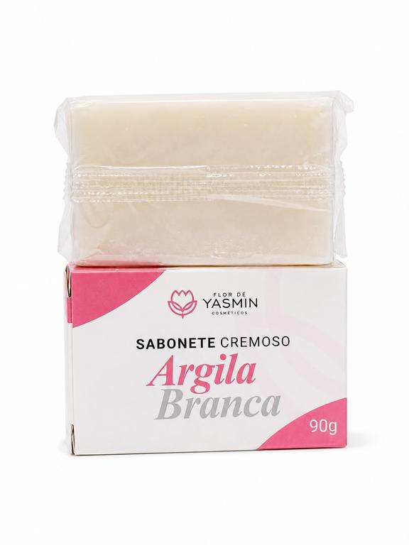 Sabonete Cremoso de Argila Branca para Cuidados com a Pele 90g – Flor de Yasmin