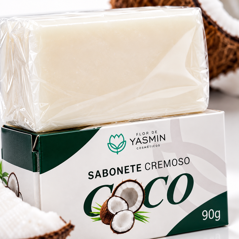 Sabonete Cremoso de Coco para Cuidados com a Pele 90g – Flor de Yasmin