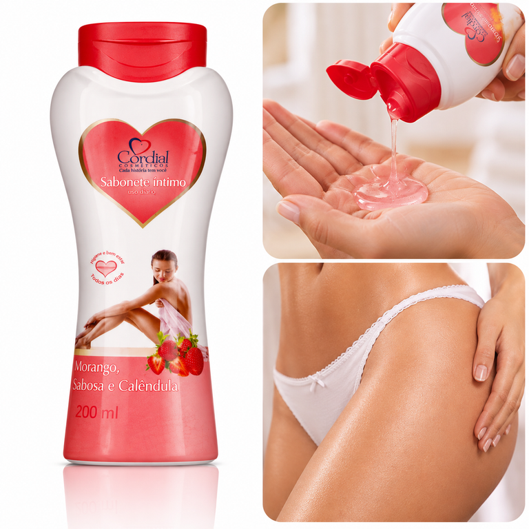 Sabonete Íntimo de Morango Babosa e Calêndula 200ml - CORDIAL