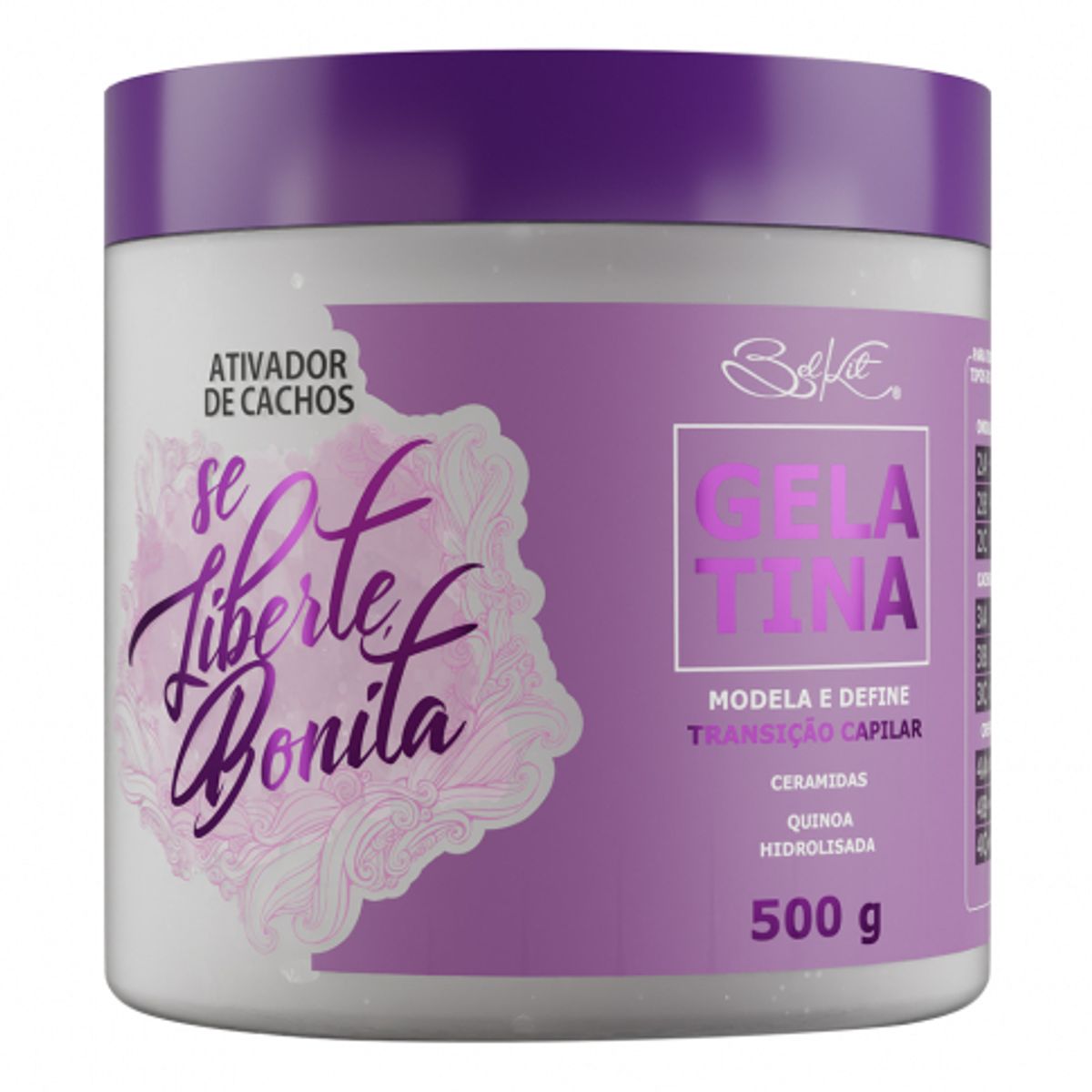 Gelatina Ativador de Cachos Belkit Frizz 500g