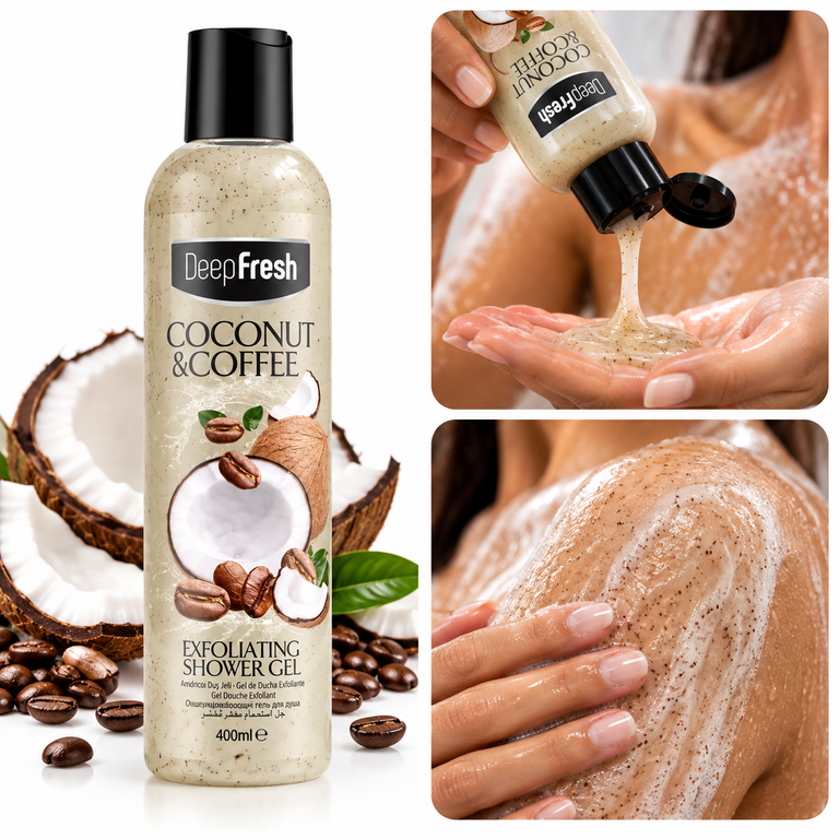 Deep Fresh Exfoliating Shower Gel Coconut & Coffee 400 ml