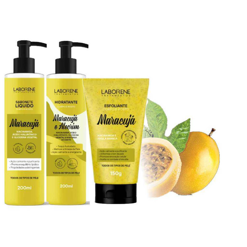 KIT BANHO PREMIUM SABONETE ESFOLIANTE E HIDRATANTE MARACUJA LABORENE
