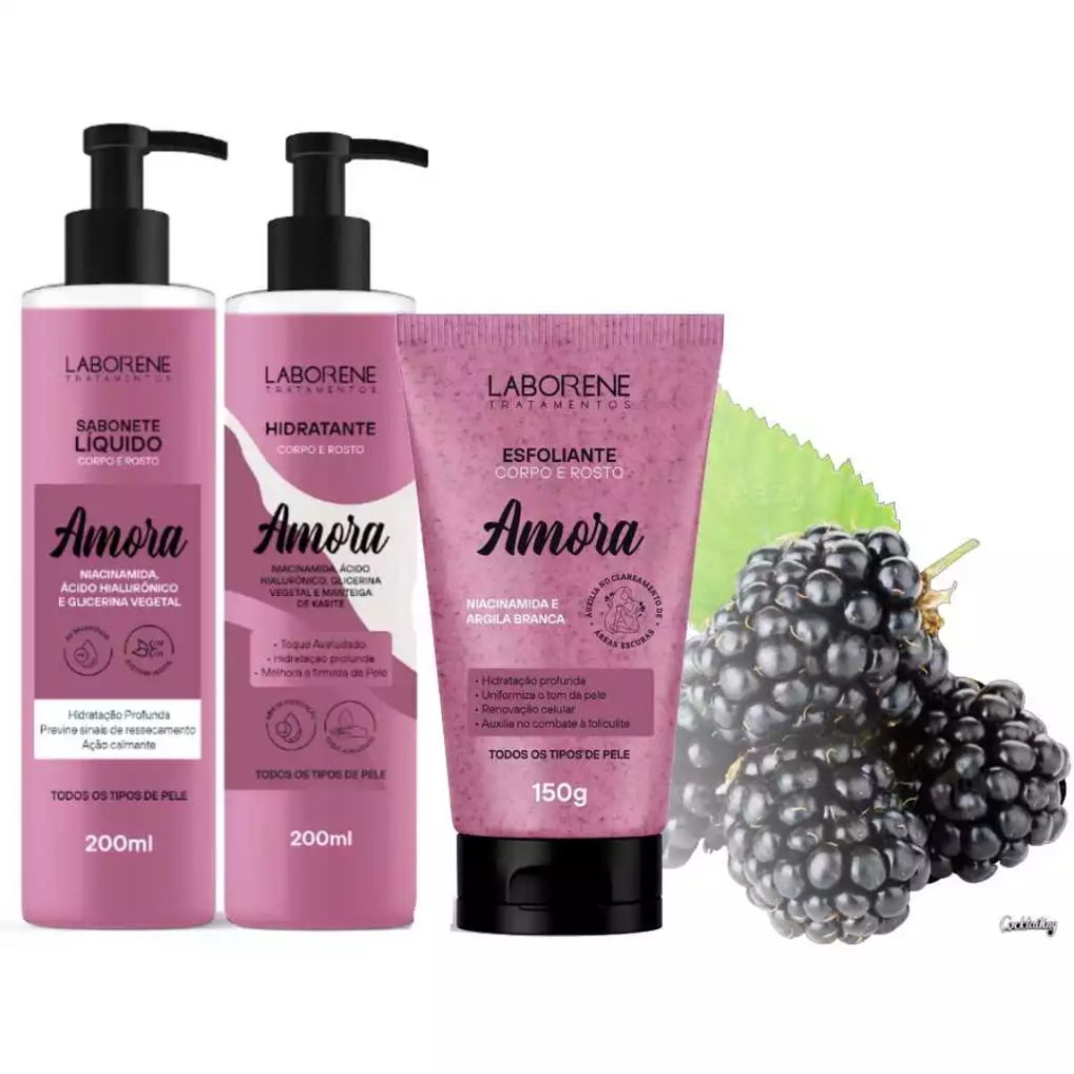 KIT BANHO PREMIUM SABONETE ESFOLIANTE E HIDRATANTE AMORA LABORENE