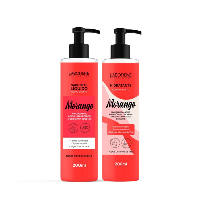 KIT BANHO PREMIUM SABONETE E HIDRATANTE MORANGO LABORENE
